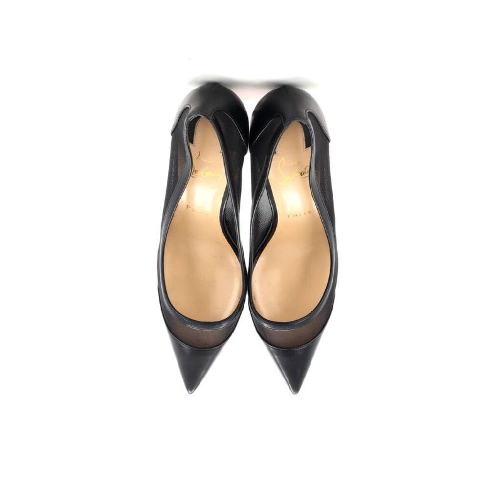 Christian Louboutin Women's Galativi Pumps Leather and Mesh 85 Black, Clear - Picture 2 of 5